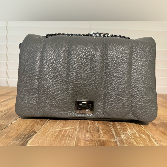 Caviar grey full single flap with navy leather lining designer bag by Virsa bag - Picture 5 of 14